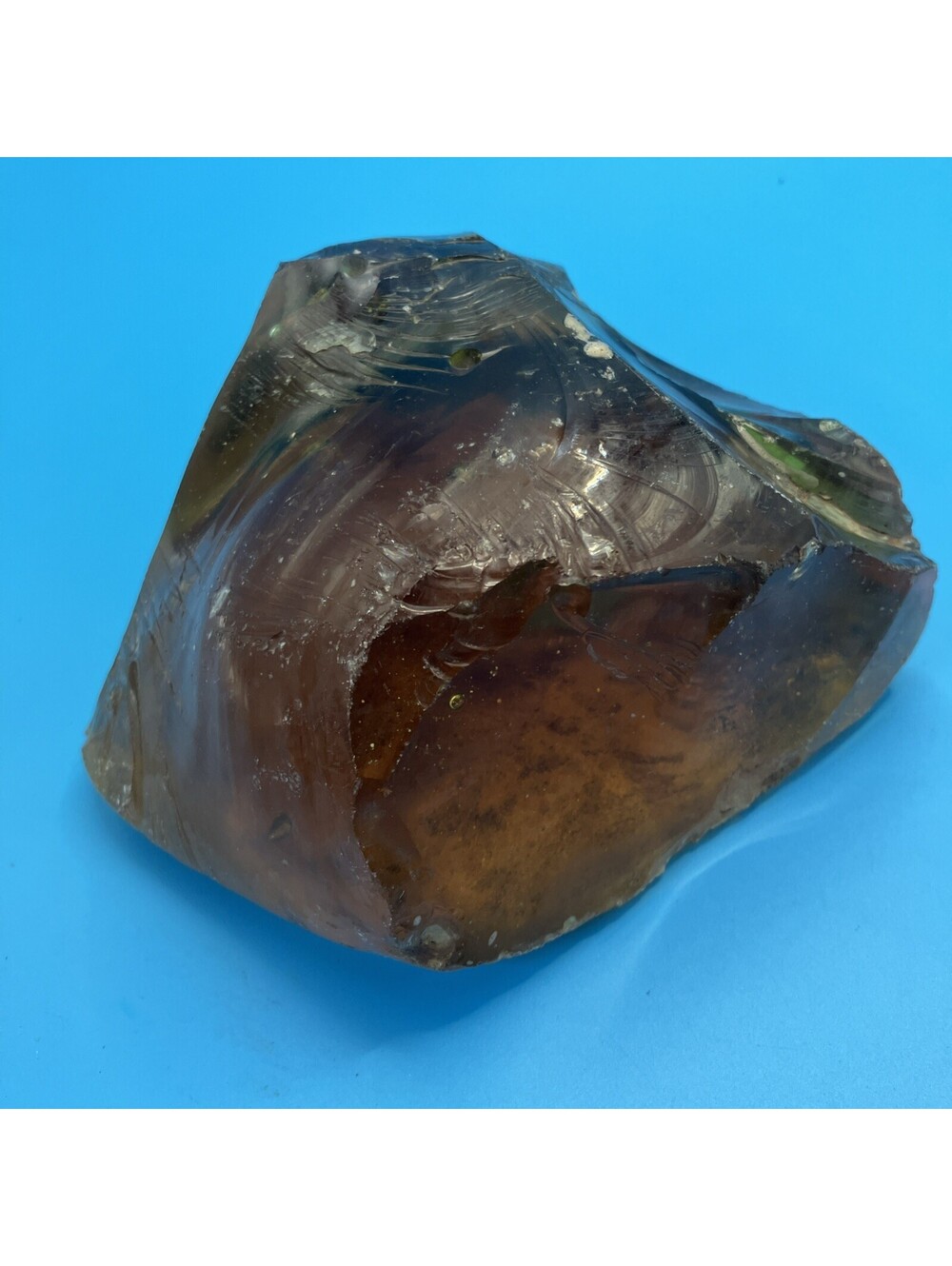 Large Amber Colored Glass Rock 3.8lbs